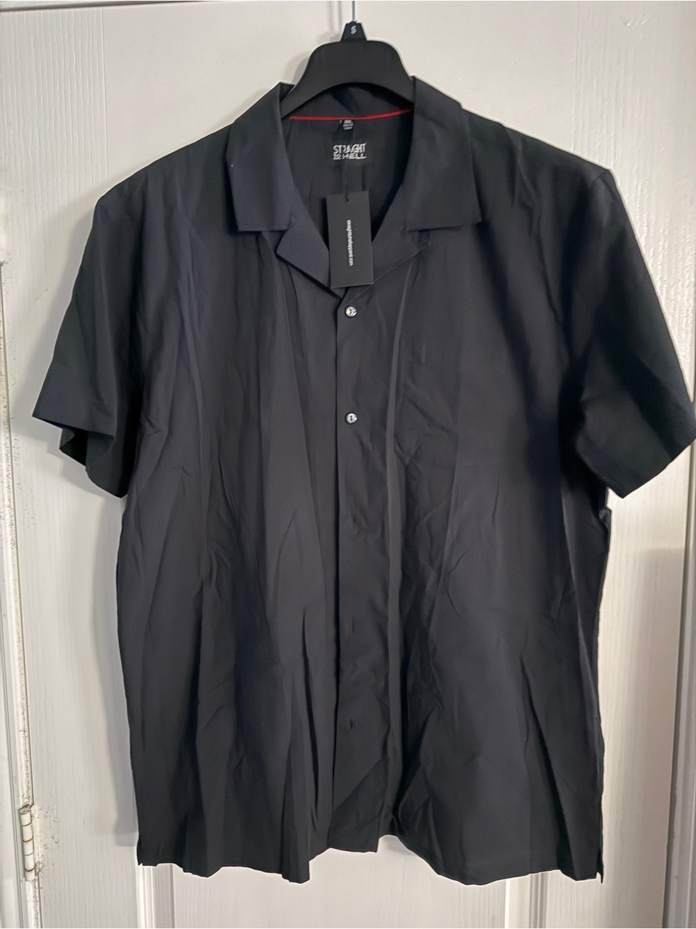 Men's Black Short-Sleeve Button-Down Shirt size 3XL